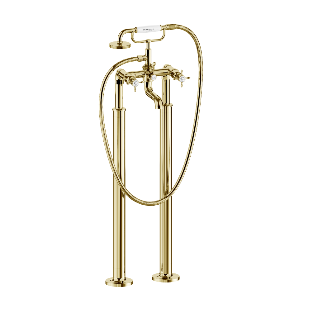 Cut out image Burlington Guild Floor standing Gold Bath Shower Mixer
